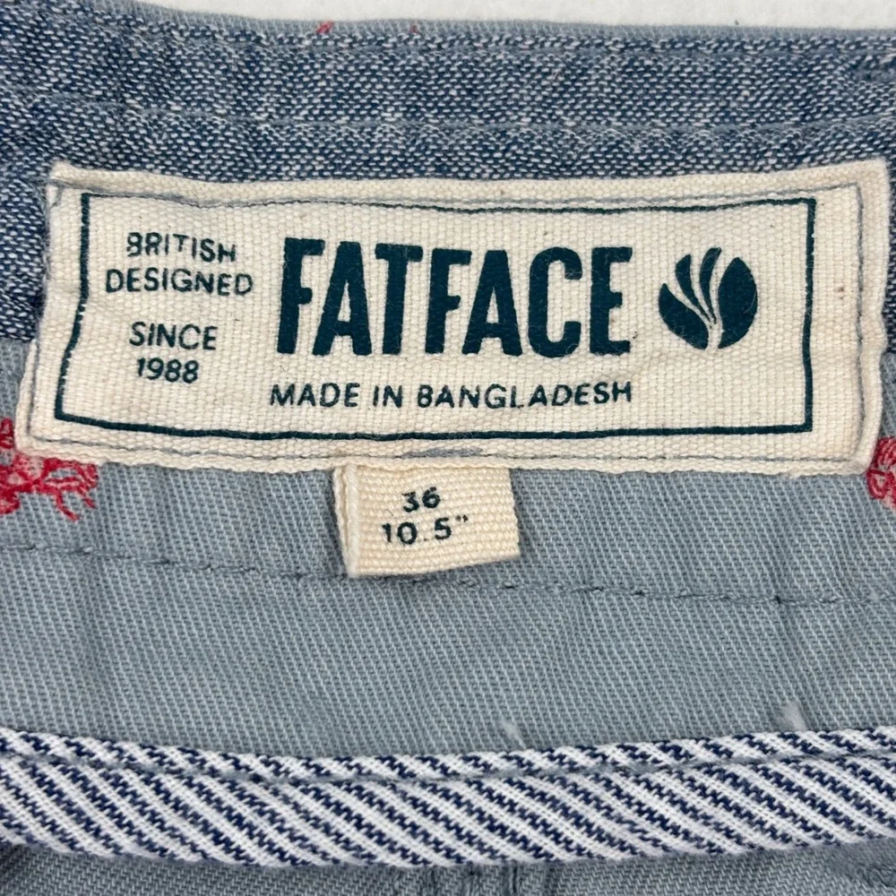 FatFace Lobster Print Chino Shorts Mens 36 Light Blue Novelty Cotton Twill
